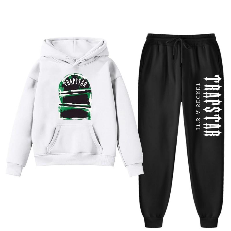 Trapstar Print Hoodie Pants Set Men Women Casual Streetwear Winter