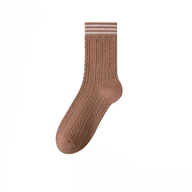 Женские осенне-зимние толстые теплые конопляные полосатые гольфы