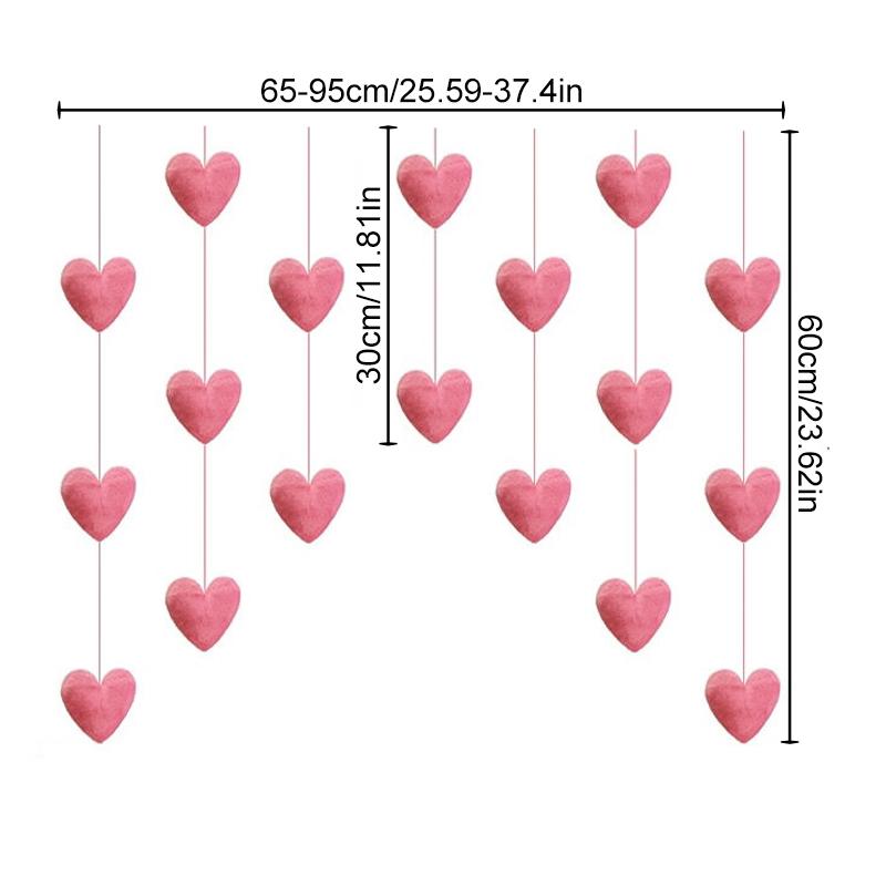 Hanging Door Curtains DIY Ornament Heart-shaped Self-adhesive Solid Color Home Decorations
