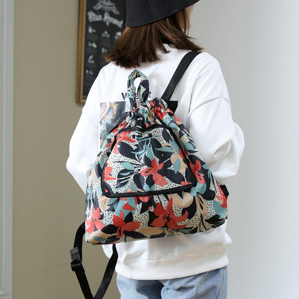 Lightweight Drawstring Bag Multifunctional Folded Backpack Portable Shopping Bag Trips