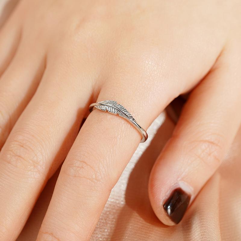 Xiaomi Huitan Chic Feather Finger Rings for Female Minimalist Silver Color Ring Fashion Versatile Women's Accessory Daily Wear Jewelry