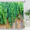 Vine Green Leaves Shower Curtain Vintage Wall Ivy Leaf Garden Plant Bath Curtains Set Polyester Fabric Bathroom Decor with Hooks