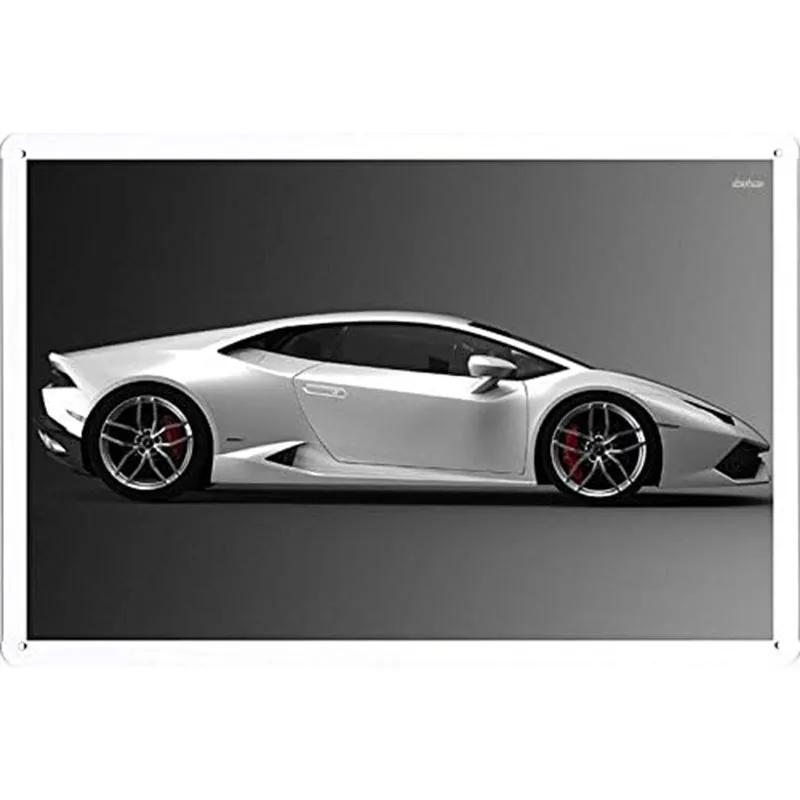 Автомобильные металлические жестяные таблички Плакат Декор стены спортивного автомобиля Винтажные художественные постеры Железная живопись для мужской комнаты Домашнего кафе Гаража Клуба Бара