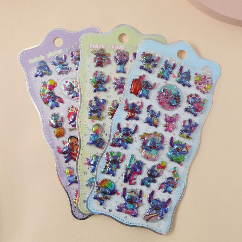 Cute Cartoon Disney Stitch 3D Resin Stickers Anime Themed DIY Scrapbooking Decoration Gifts Collectible Kids Toys Birthday Gift