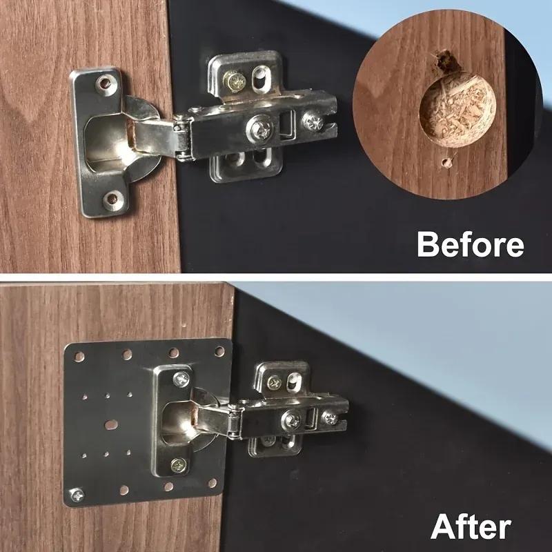 4/6pcs Cabinet hinge repair board, fixed board bracket kit, hinge repair installation board, with cabinet furniture holes