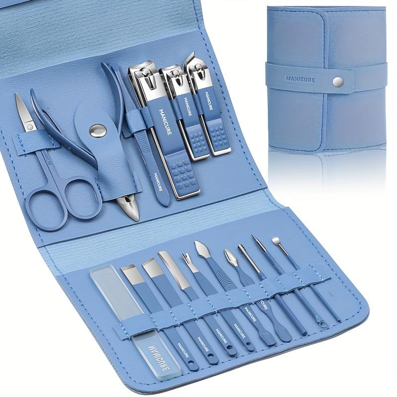 Профессиональный набор для ухода за ногтями из 16 предметов - вогнутые кусачки из нержавеющей стали для удаления омертвевшей кожи, щипчики для кутикулы, пилочка для ногтей и дорожный футляр для маникюра