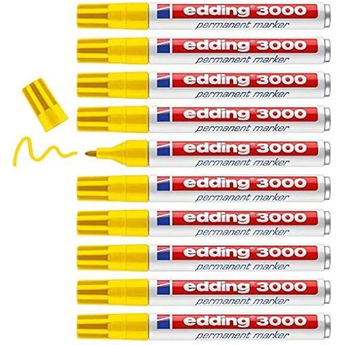 Marqueur permanent - EDDING - 3000 - Jaune - 10 stylos - Pointe ronde 1,5-3 mm