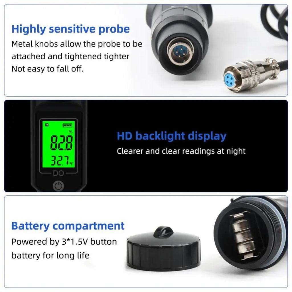 2026+ 0-40mg/L Dissolved Oxygen Meter Digital Professional Oxygen Concentration Tester Plastic Sensitive Probe Water Quality