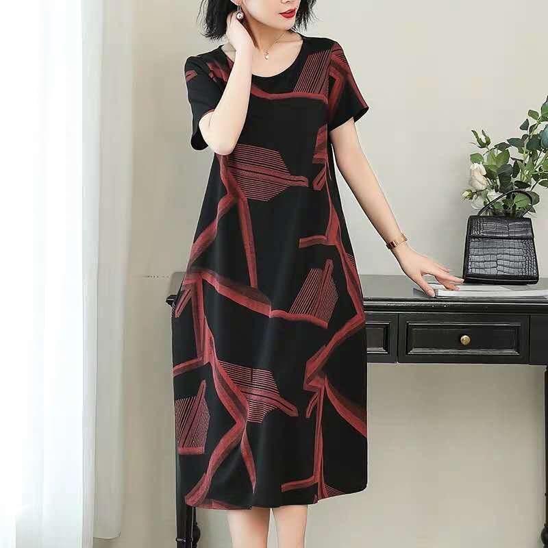 Plus-Size Loose Summer Dress, Age-Defying Medium-Long Casual Skirt