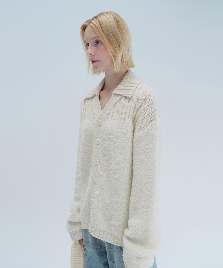 Daiaegeuneol Boucle Collar Knit Cadigan (Ivory)
