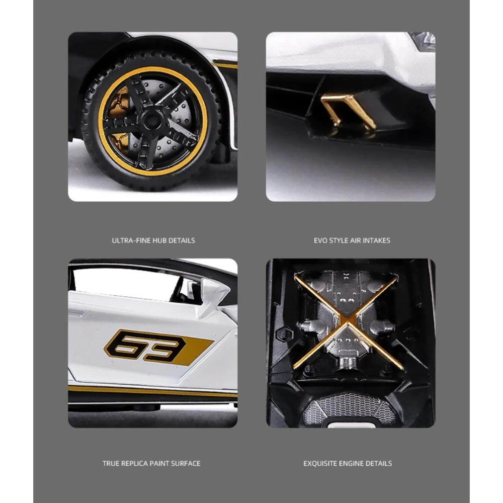 1/32 Lamborghini Aventador SC18 Alston Модель гоночного автомобиля из сплава Металлические литые игрушки Модель спортивного автомобиля Игрушка со звуком и светом Подарок