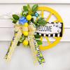 Artificial Spring Wreath with Welcome Wheel, Bowknot Flower Wreath for Front Door, Wedding, Garden Outdoor Decorations