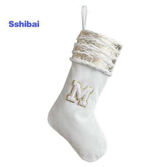 Рождественский чулок с вышивкой и ремешком, износостойкие носочки большой емкости с рождественскими буквами, подвесное украшение