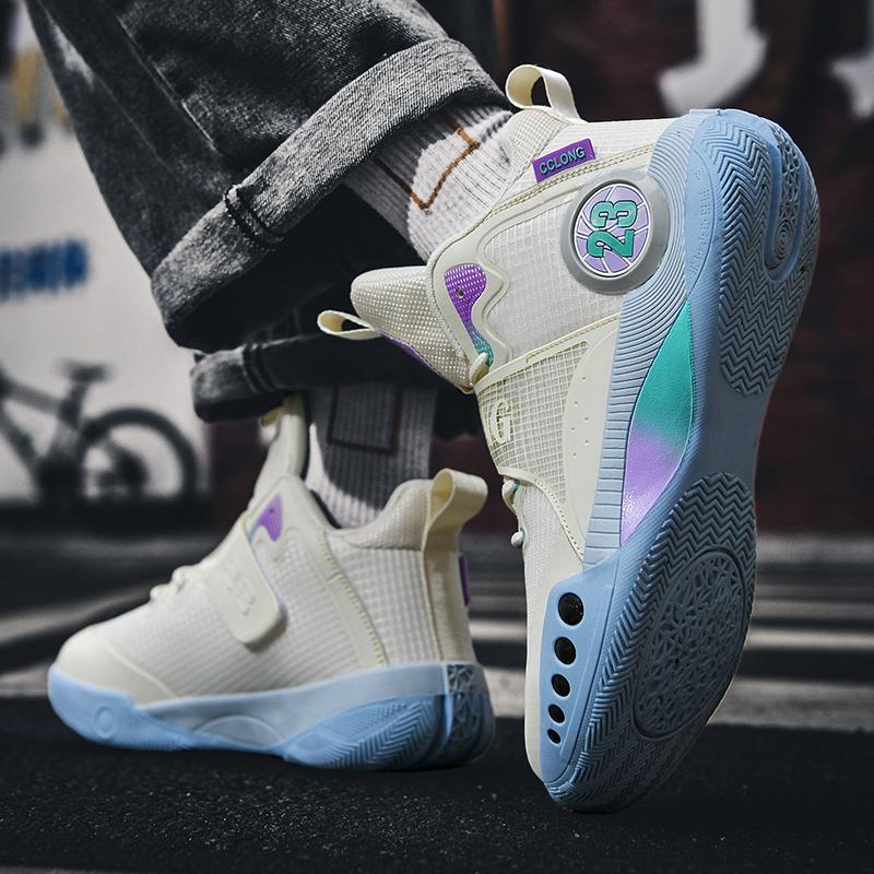 Сетчатые баскетбольные мужские спортивные туфли летние мужские высокие противоскользящие износостойкие супер легкие бронированные профессиональные туфли