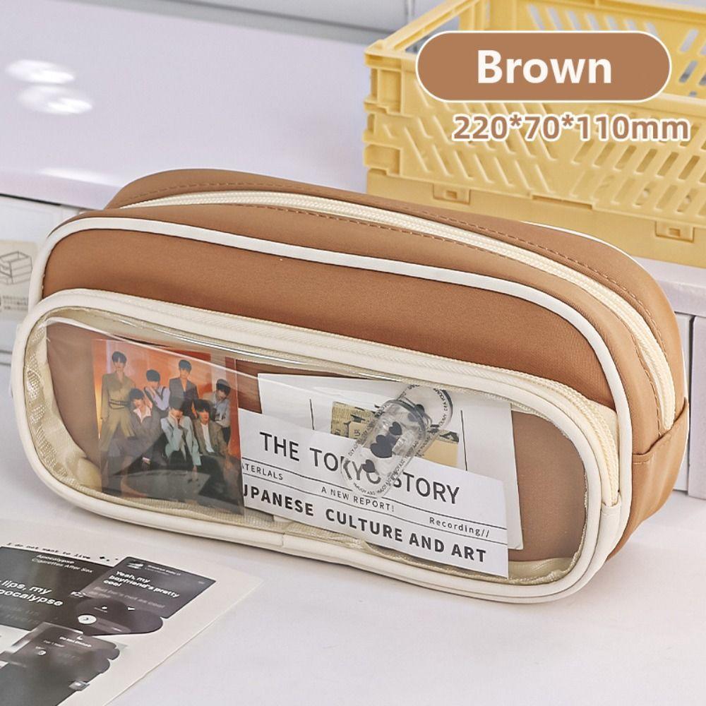 Dirt-resistant Pencil Case Double Layer Stationery Organizer Portable Pen Box  School Office