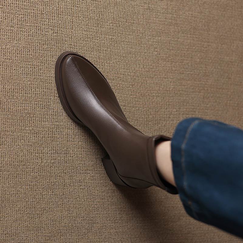 Krazing Pot Микрофибра Круглый носок Толстый каблук Современные ботинки Размер 42 Молния Платформа Красота Леди Женские Ботильоны