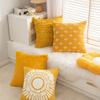 Ins-Shi Nordic Yellow Pillow Floral Embroidery Pillow Case Living Room Sofa Cushion Model Room Bedside Pillow