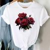 (Азиатский размер) Повседневный трендовый цветочный сладкий 90-е футболка с коротким рукавом модная женская одежда принтованный О-образный вырез женские графические футболки