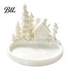 Minimalist Storage Container Christmas Winter Village Jewelry Tray, 3D Printed Snow House Pine Tree Decorative Dish, Matte White Trinket Bowl