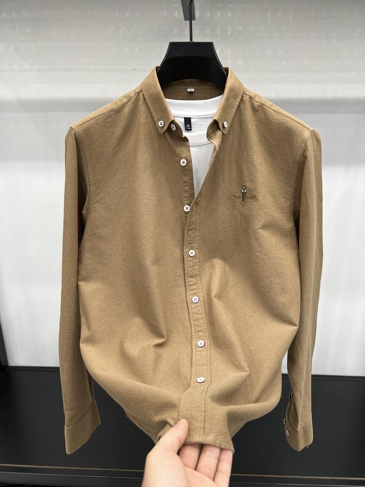 Рубашка Tommy 2024 Осень/Зима с длинным рукавом из мягкого матового оксфордского хлопка с вышивкой