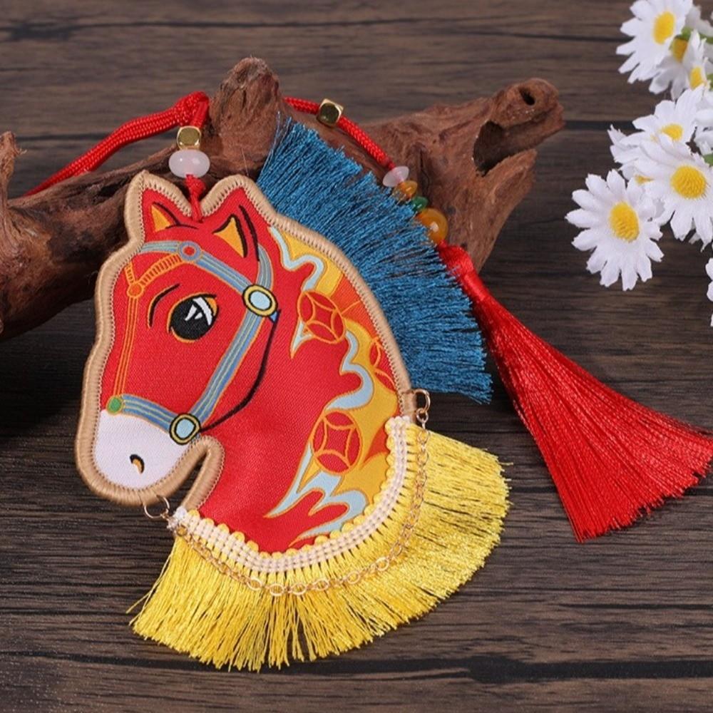Chinese Style Pony Embroidered Pendant Tassel Car Hanging Ornaments National Wind Style