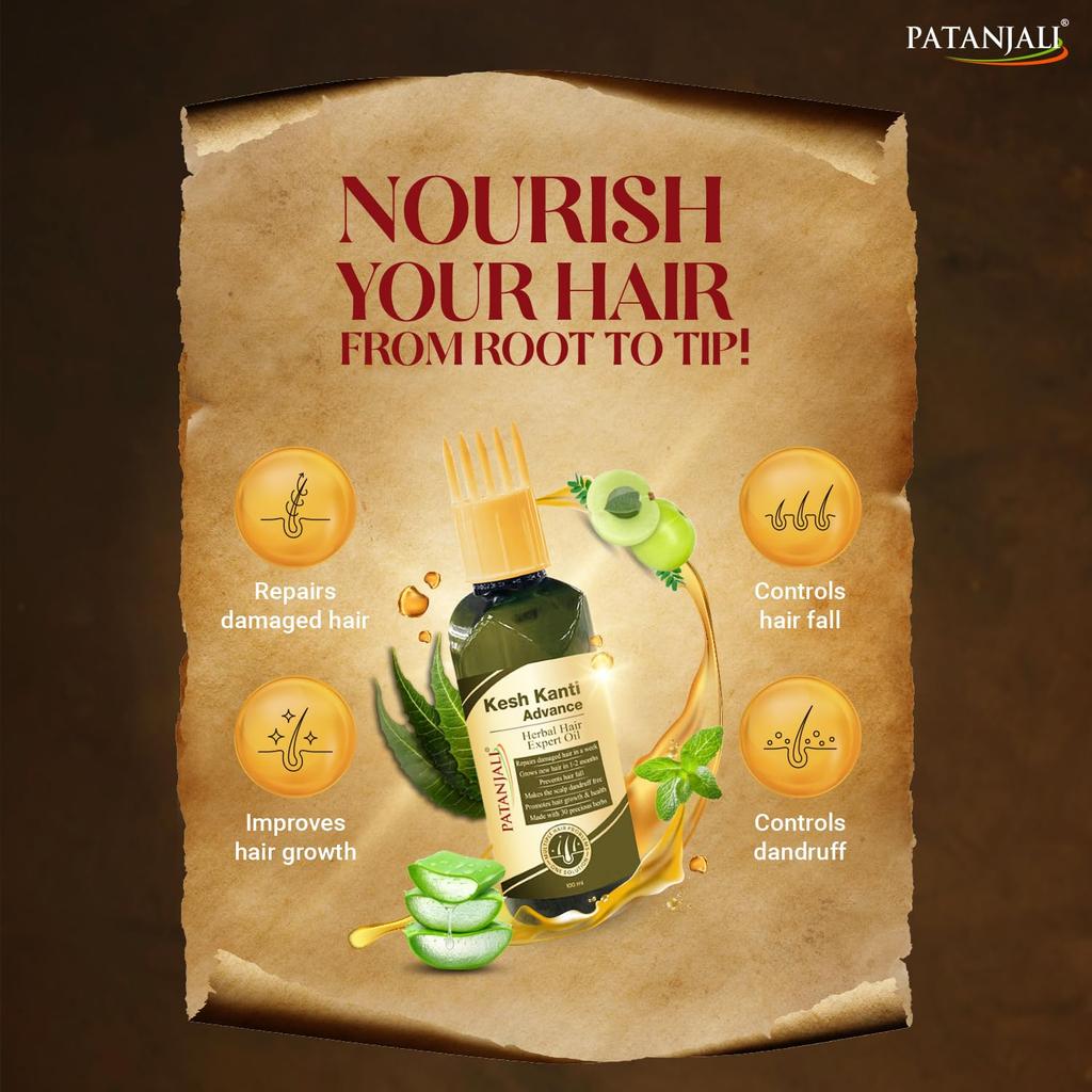 Масло для волос Patanjali Kesh Kanti Advance Herbal Hair Expert 100 мл Питательный уход за кожей головы для более сильных и длинных волос Мужчины Женщины