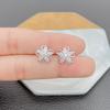 Exquisite Flower Design with Shiny Zircon Decor Stud Earrings Sexy Cute Style Jewelry for Women