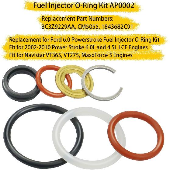 6.0L Diesel Fuel Rail Adapter, High Pressure Rail Adapter Leak Test Tool, Nozzle Cup Seal O-Ring Sleeve, Ford 6.0L Powerstroke Diesel Fuel Injector