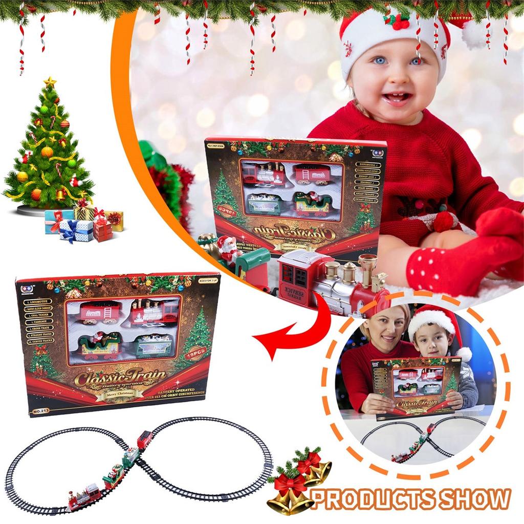 Christmas Realistic Electric Train Set,Easy To -emble & Safe For Kids Gift & Party Home Xmas Tree Decoration