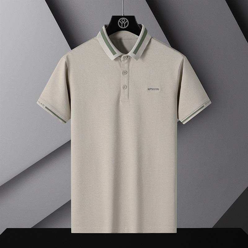 Men's Summer Polo Shirt T-Shirt Comfortable Breathable Splicing Tee Solid Color Loose Casual Lapel Short-Sleeve Shirt