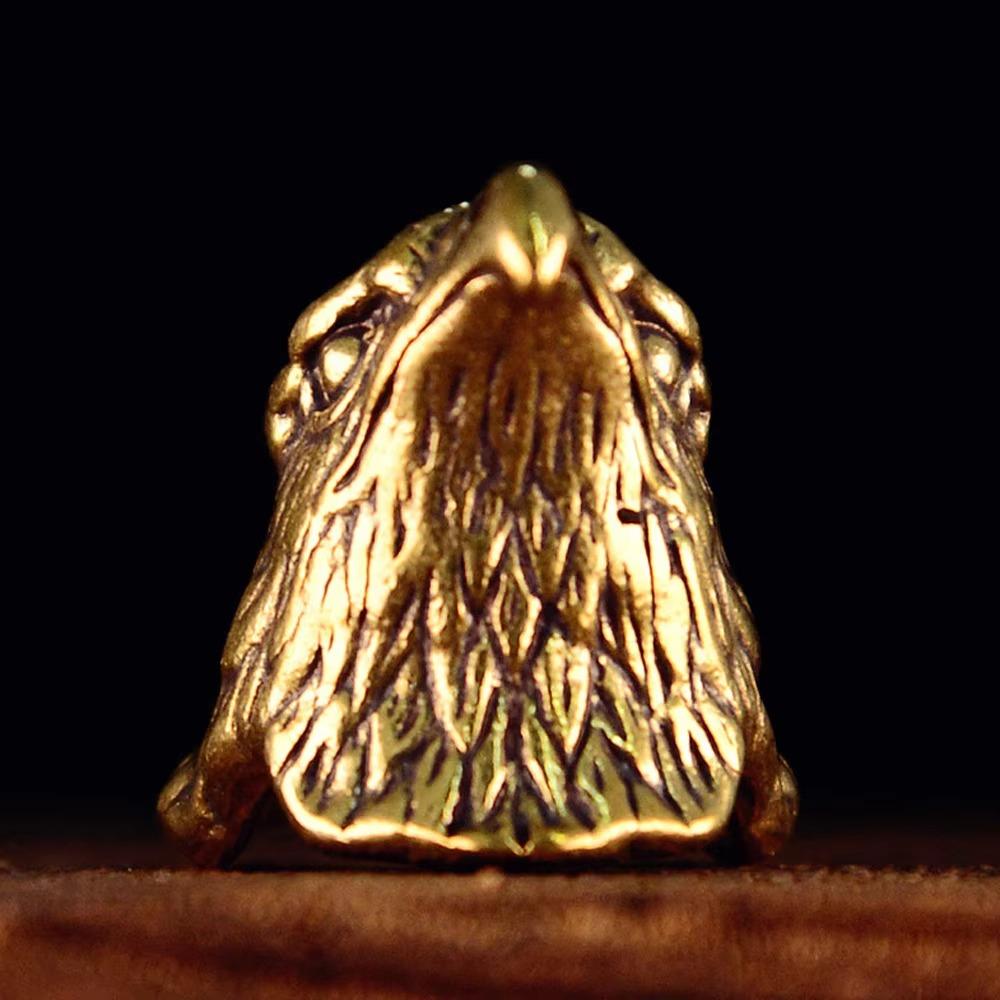 Vintage Brass Eagle Head Statue Hollow Craft Diy Hanging Ornament Desktop Home Decor Festival Gift