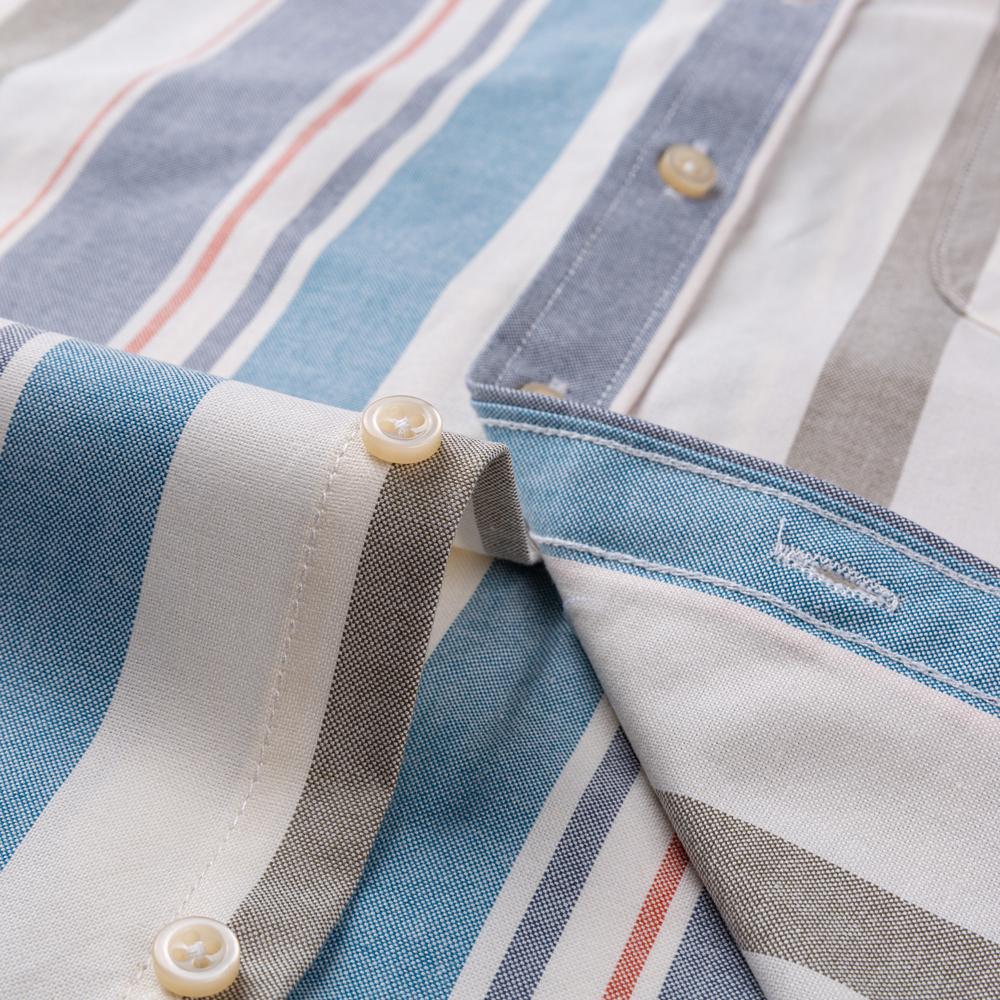 Мужская модная универсальная оксфордская рубашка с коротким рукавом с одним нагрудным карманом, удобные повседневные рубашки из чистого хлопка в клетку в полоску