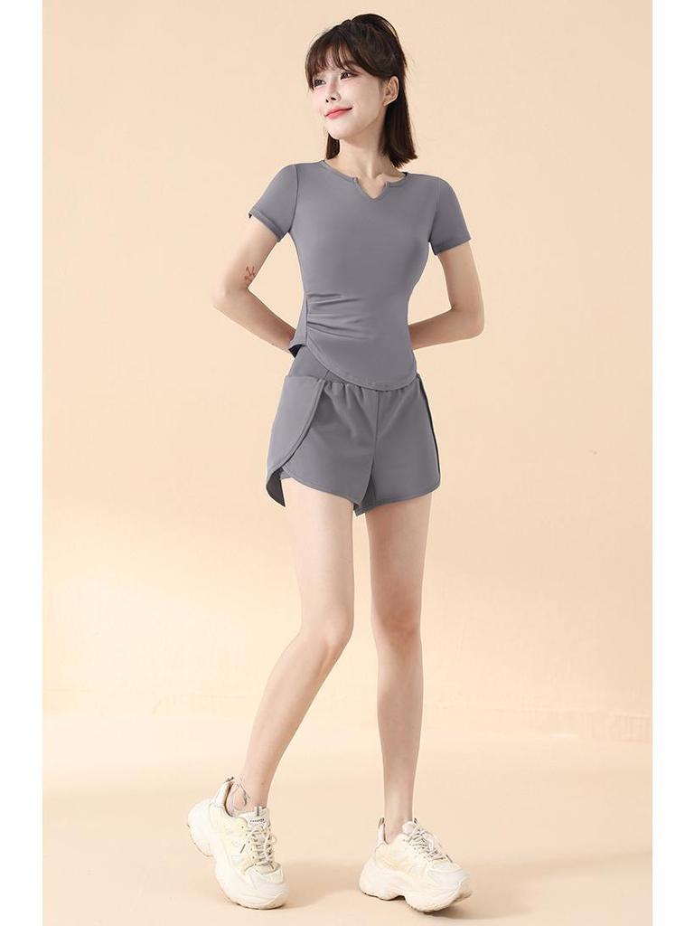 2025 Весна/Лето Быстросохнущий Спортивный Комплект Йоги – Облегающий Покрой, Короткий Рукав Одежда Для Фитнеса