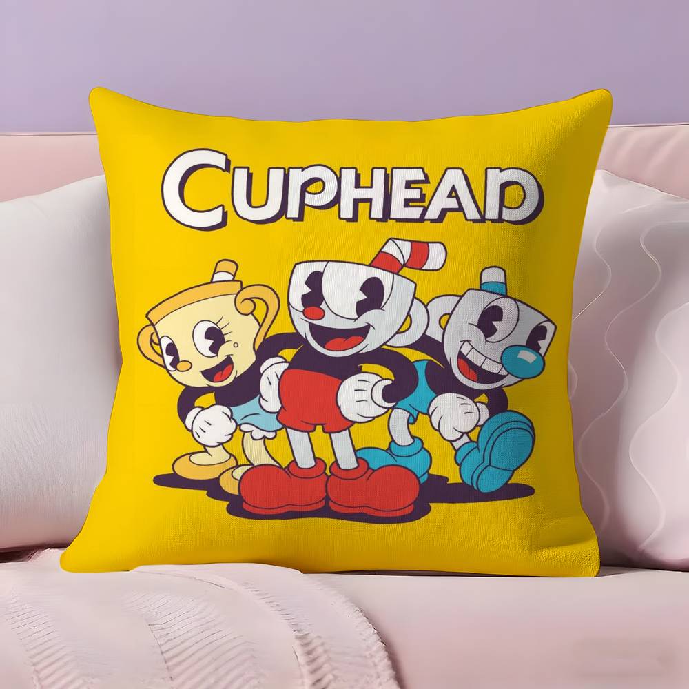 Классическая Милая Наволочка для Подушки C-Cuphead Ультра Мягкая Кожевенная Ткань Облачное Комфортное Ощущение и Скрытая Молния