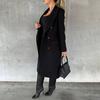 Women's Midi Long Wool Coat Double Breasted Trench Coat Classic Notch Lapel Peacoat Fall Winter Overcoat