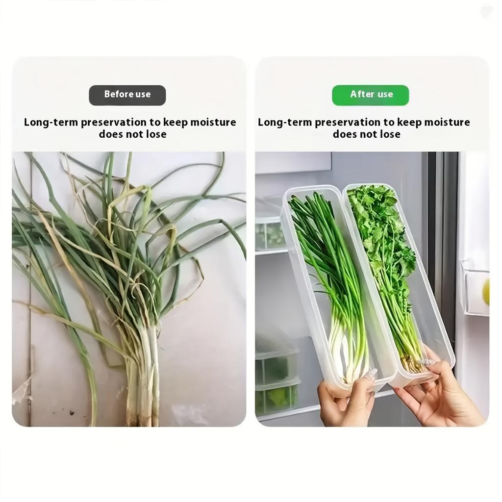 2/4 шт. Длинные прямоугольные контейнеры для хранения продуктов, Пластиковые многоразовые органайзеры для холодильника для трав, овощей