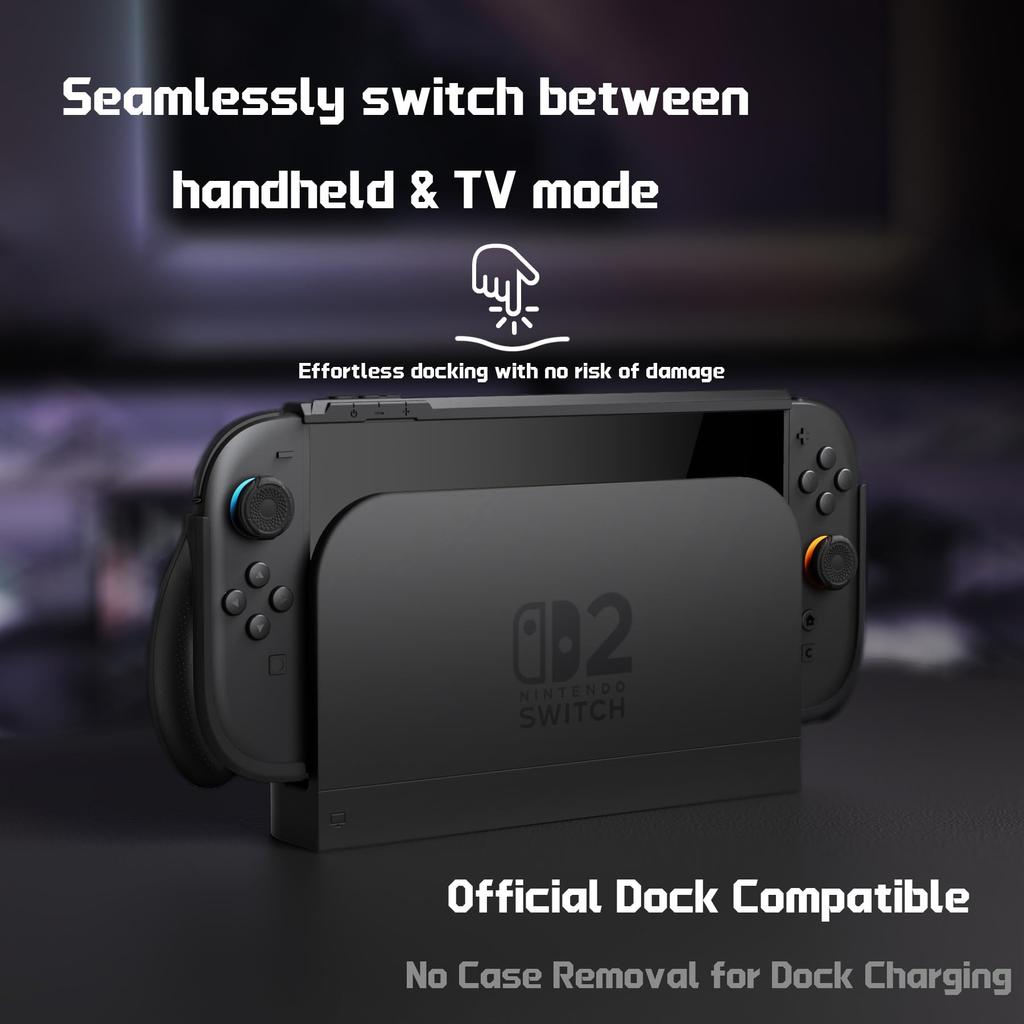 PlayVital Nintendo Switch 2 Protective TPU Case Cover with Interchangeable Dock Thumb Grip Ergonomic Design BEYOND-GRIP (2025) Grips, Compatible,