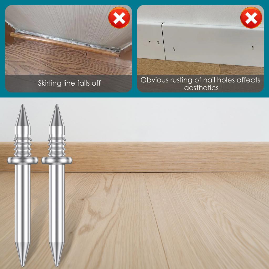 Double-Head Skirting Thread Seamless Nail Metal Skirting Line Without Marks Nail Rust-Proof No Trace Skirting Thread Screws Set