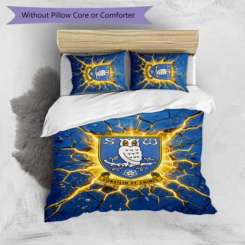 Sheffield Wednesday Football Printed 3 Pieces Bedding Set, Comfortable Skin Friendly Bedroom Duvet Cover Set