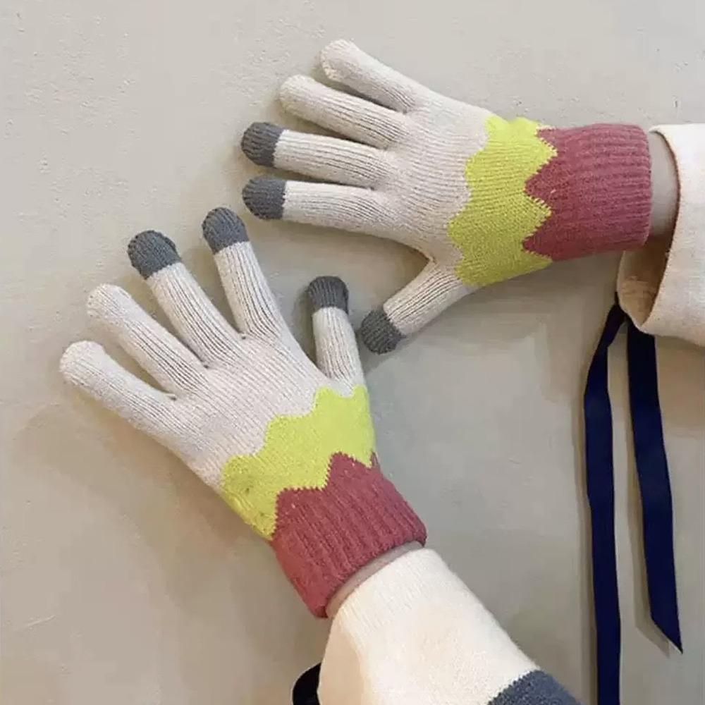Вязаные перчатки конфетных цветов с сенсорными пальцами для женщин, девушек, девиц