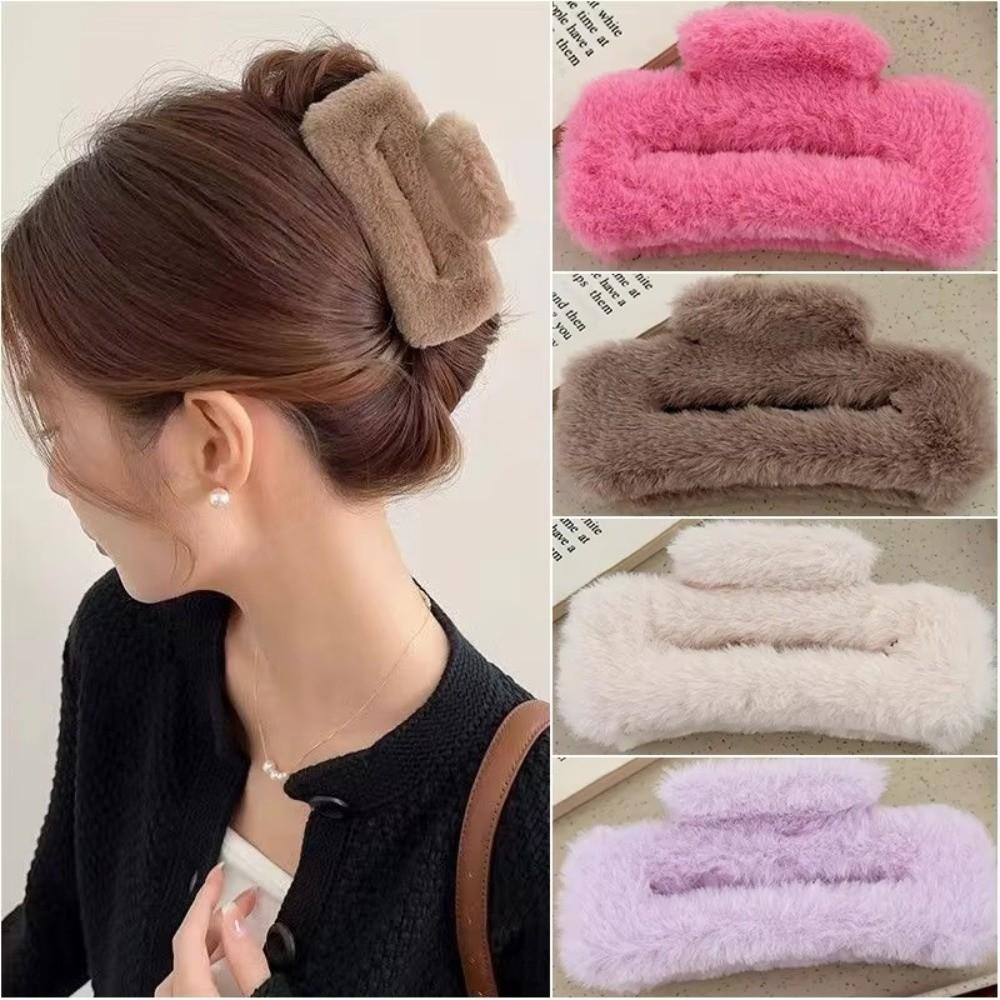 Does Not Hurt Hair Shark Clip Fluffy Back Head Updo Hair Clip New Plush Hair Claw for Women Girls