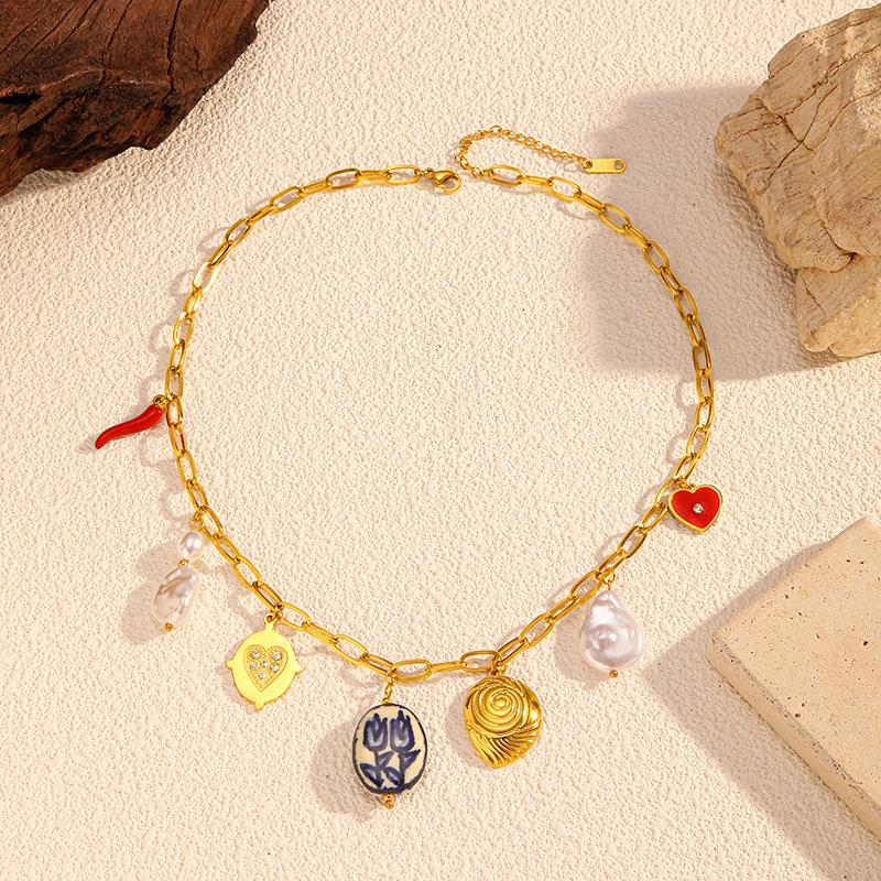 Chenhe Jewelry Нержавеющая сталь Ожерелье Женское Европа и США не тускнеет Легкая роскошь Цепочка для свитера не тускнеет Титановая сталь