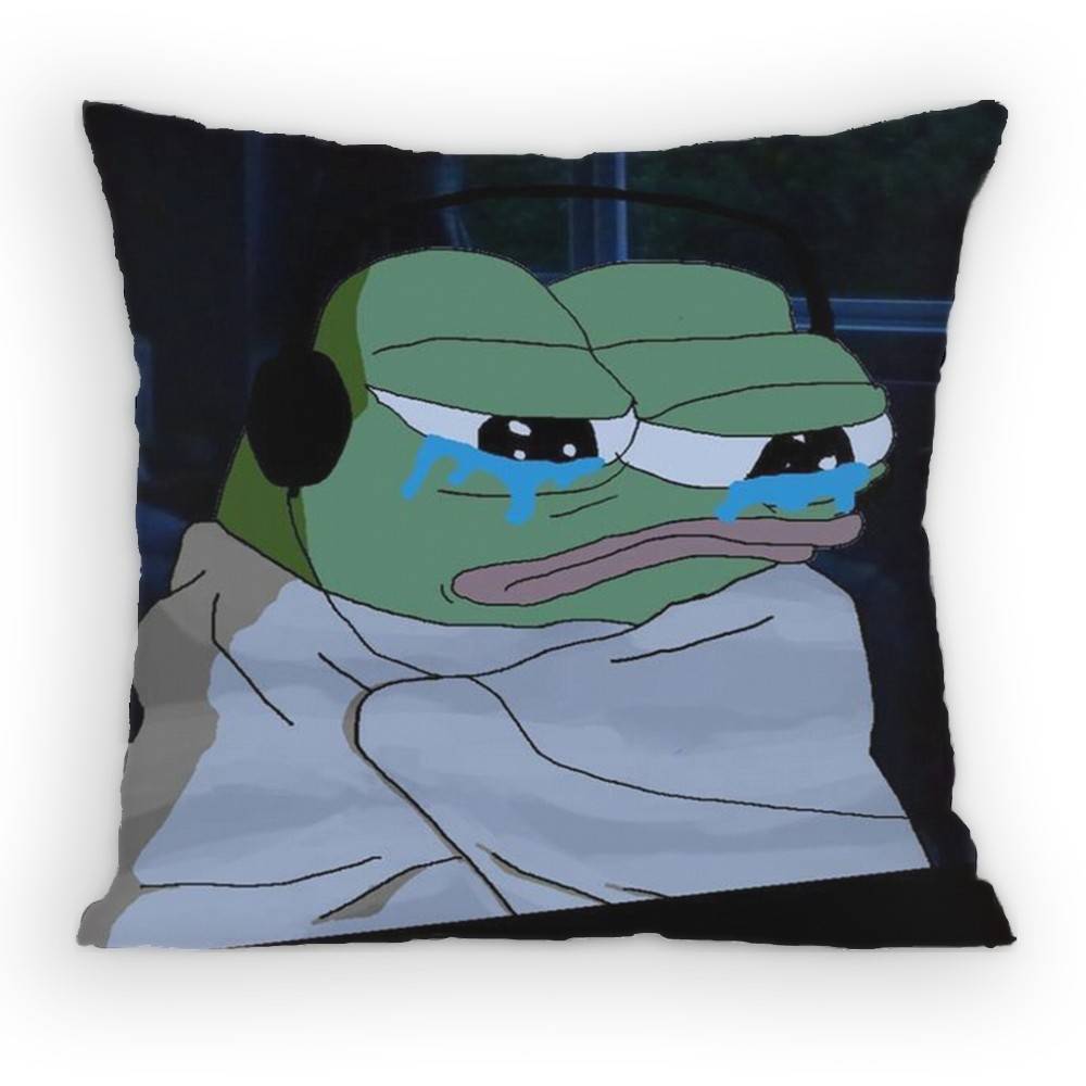 Sad P-Pepe The Frog Pillow Case Anti-Dustmite Pillowcase Invisible Zipper Silky Short Plush Sofa Cushion Cover