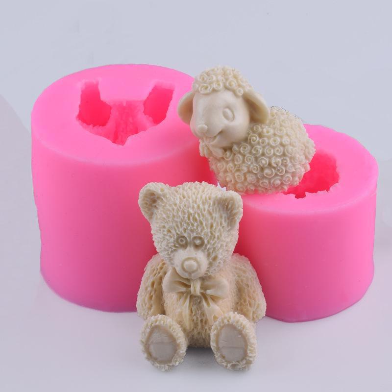 DIY форма для выпечки 3D моделирование милый медведь и ягненок помадка силиконовая форма мусс шоколадная форма