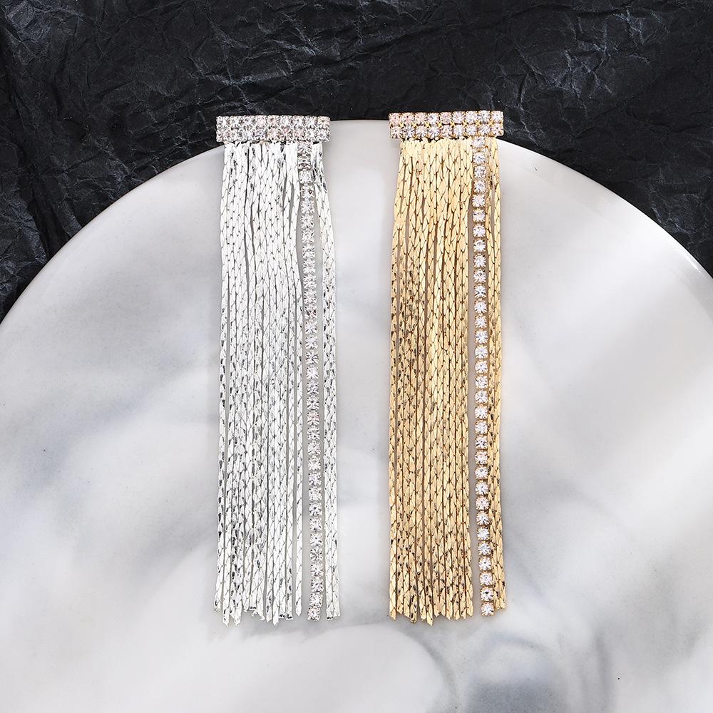 Супер Вспышка Кисточки Циркониевые Серьги Модные Личность Атмосфера Имперский Сестра Стиль Серьги Уличный Аукцион Цепь Водопад Преувеличенные Серьги