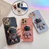 Plating Astronaut Stand Holder Phone Case For Iphone 13 11 12 Pro Max Xs Max Xr X 13pro Max Shockproof Bumper Back Cover