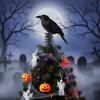 Terrifying Straw Doll Ornament Flexible Spring Base Halloween Raven Desk Doll  Ghost Festival