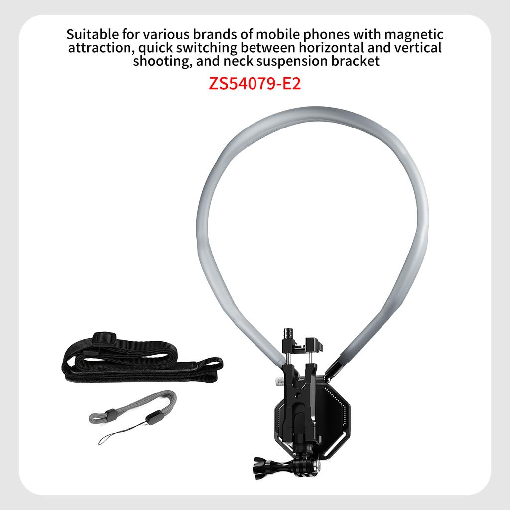 Universal Magnetic Quick-Release Chest Neck Mount Fixed Base for Action Cameras Smartphones Horizontal/Vertical First-Person POV