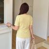 Large size women's clothing slim-fitting waist and thin short-sleeved T-shirt Xia Chun desire wind short-sleeved top 232234