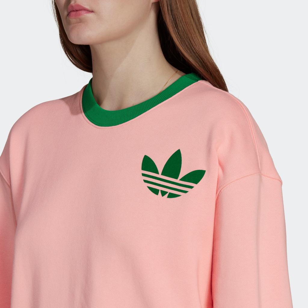 Adidas Свитшот Originals Trefoil с круглым вырезом и принтом логотипа, пуловер с длинным рукавом, женская толстовка розового цвета IB2039